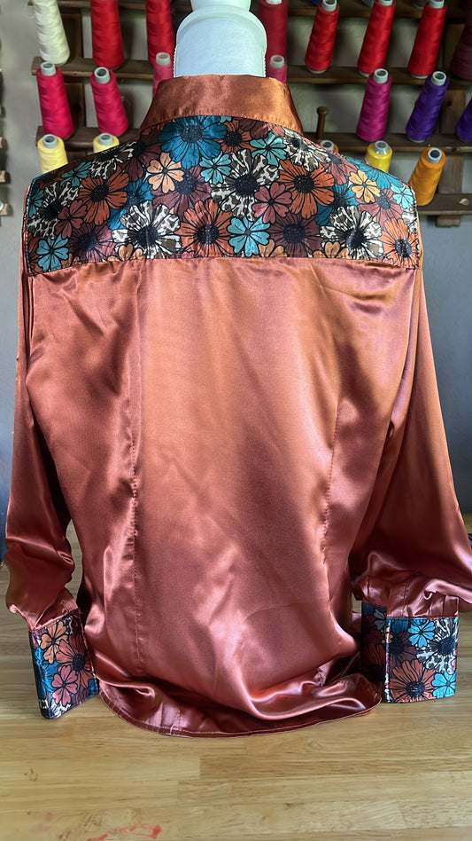Orange Floral-2XL(Fits like XL)