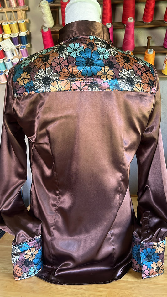 Brown floral- M(Fits like S)