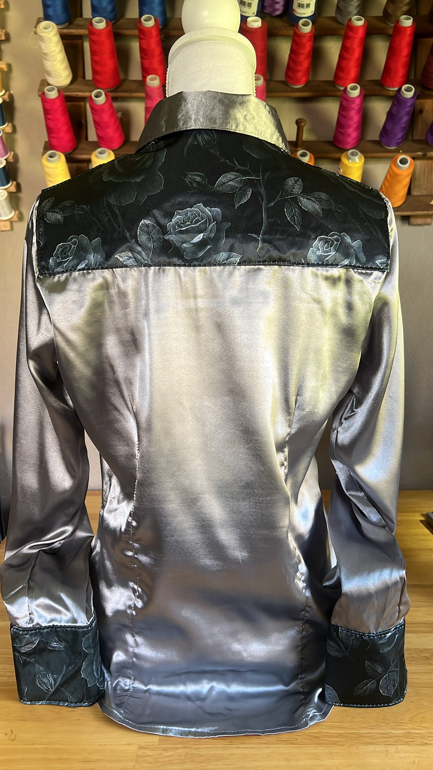 Grey Roses- Large(Fits like M)